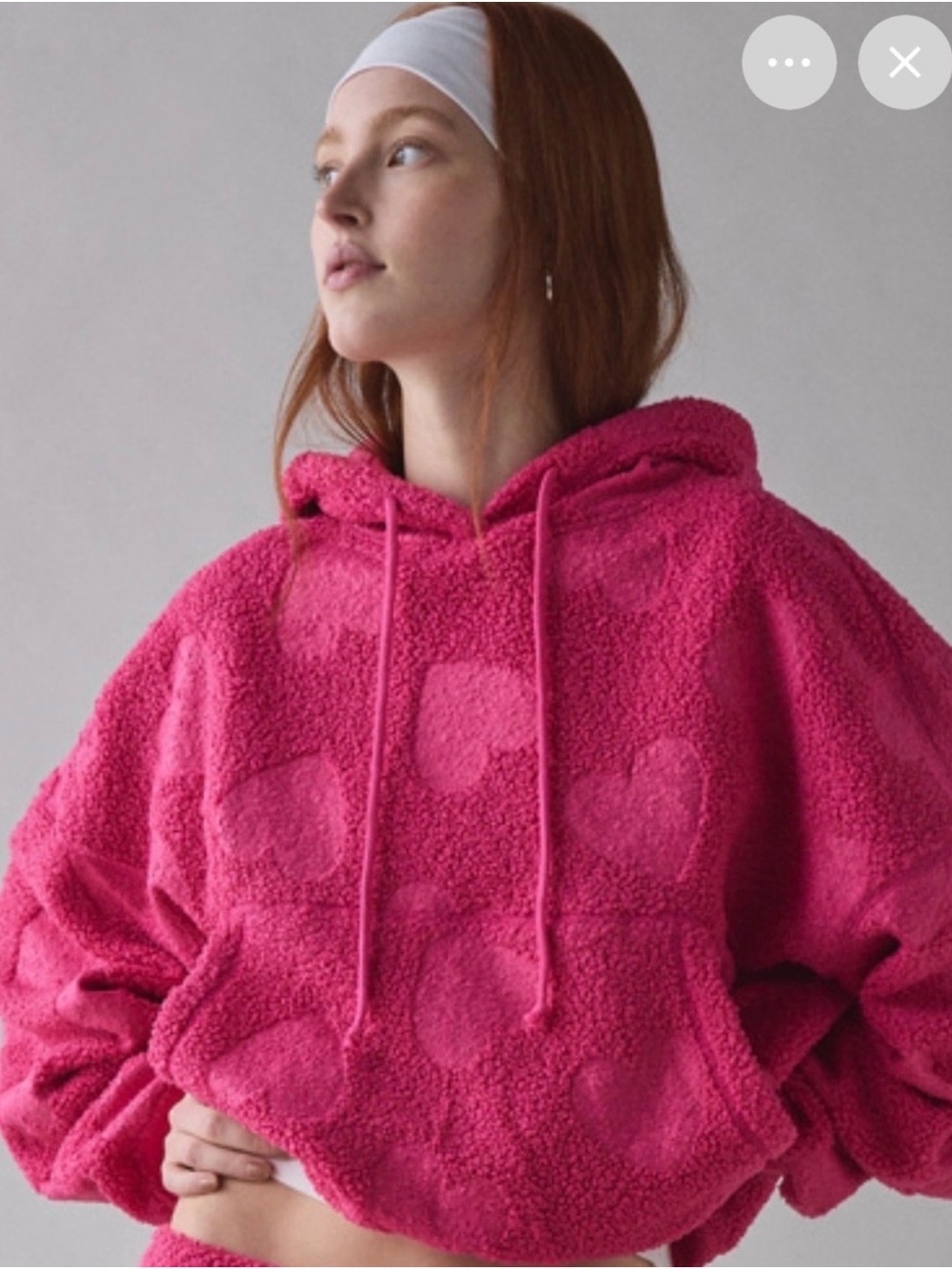 Urban Outfitters Out From Under Pink Try Me Piled Fleece Heart Sherpa Hoodie